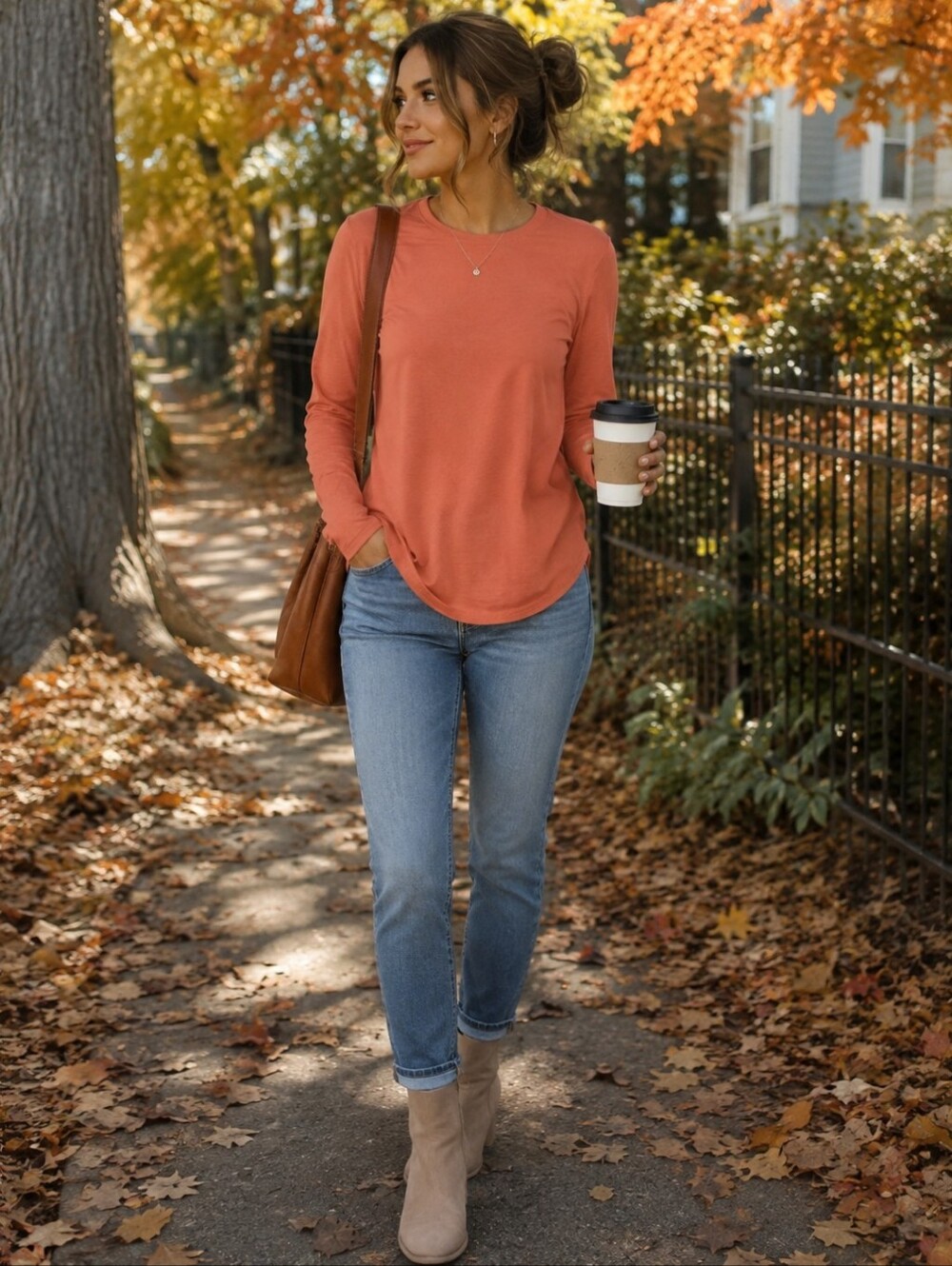 GAP Women’s Small Coral Long Sleeve Crewneck Top Relaxed Fit NWT